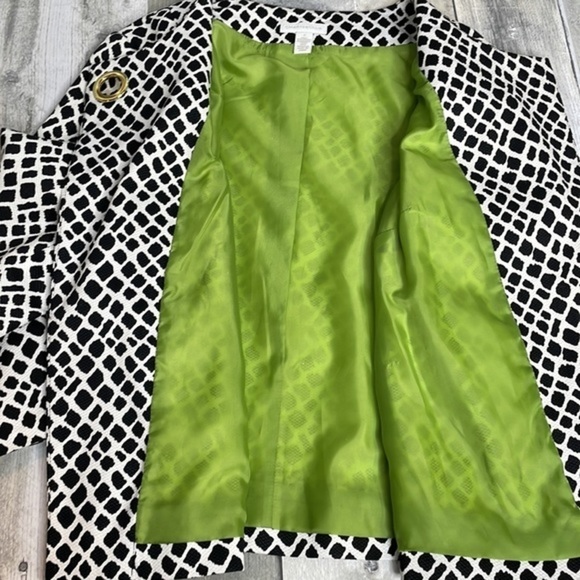 NWT Charter Club black & white open front jacket. Long sleeves. Lime green lined - Picture 7 of 13